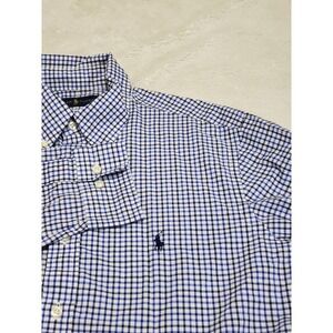 Ralph Lauren Blue Label‎ Blue Black White Plaid Dress Shirt 16.5 34 35 Classic